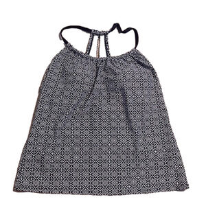 𝅺NAVY and white patterned halter top tankini padded top